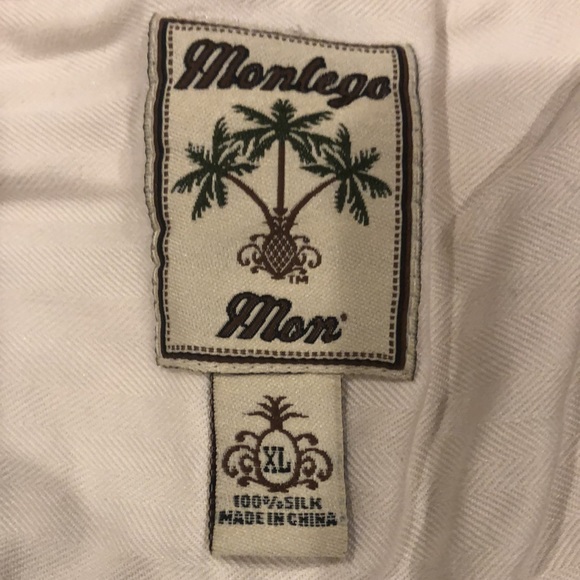 100% silk ? Yes cool cream shirt for you trip to the Caribbean!”Montego Mon” - Picture 2 of 4